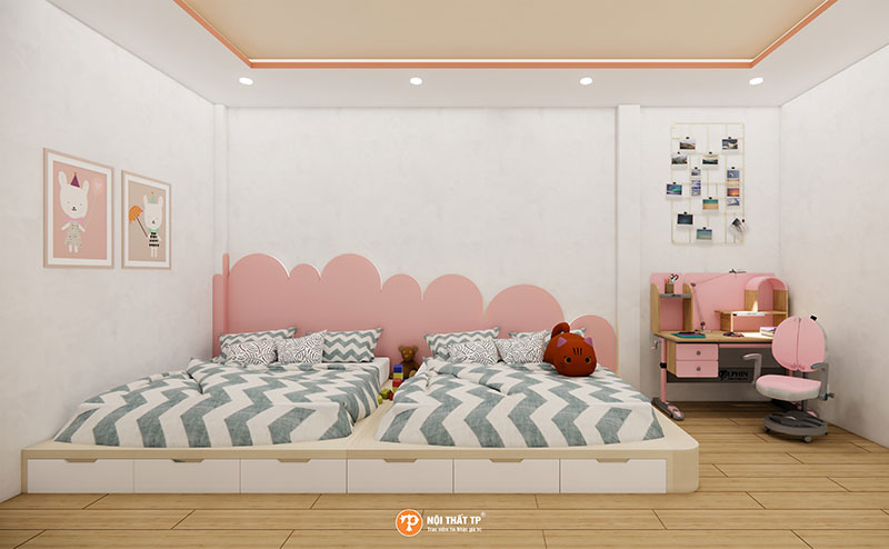 Giường trẻ em đôi hình mây
